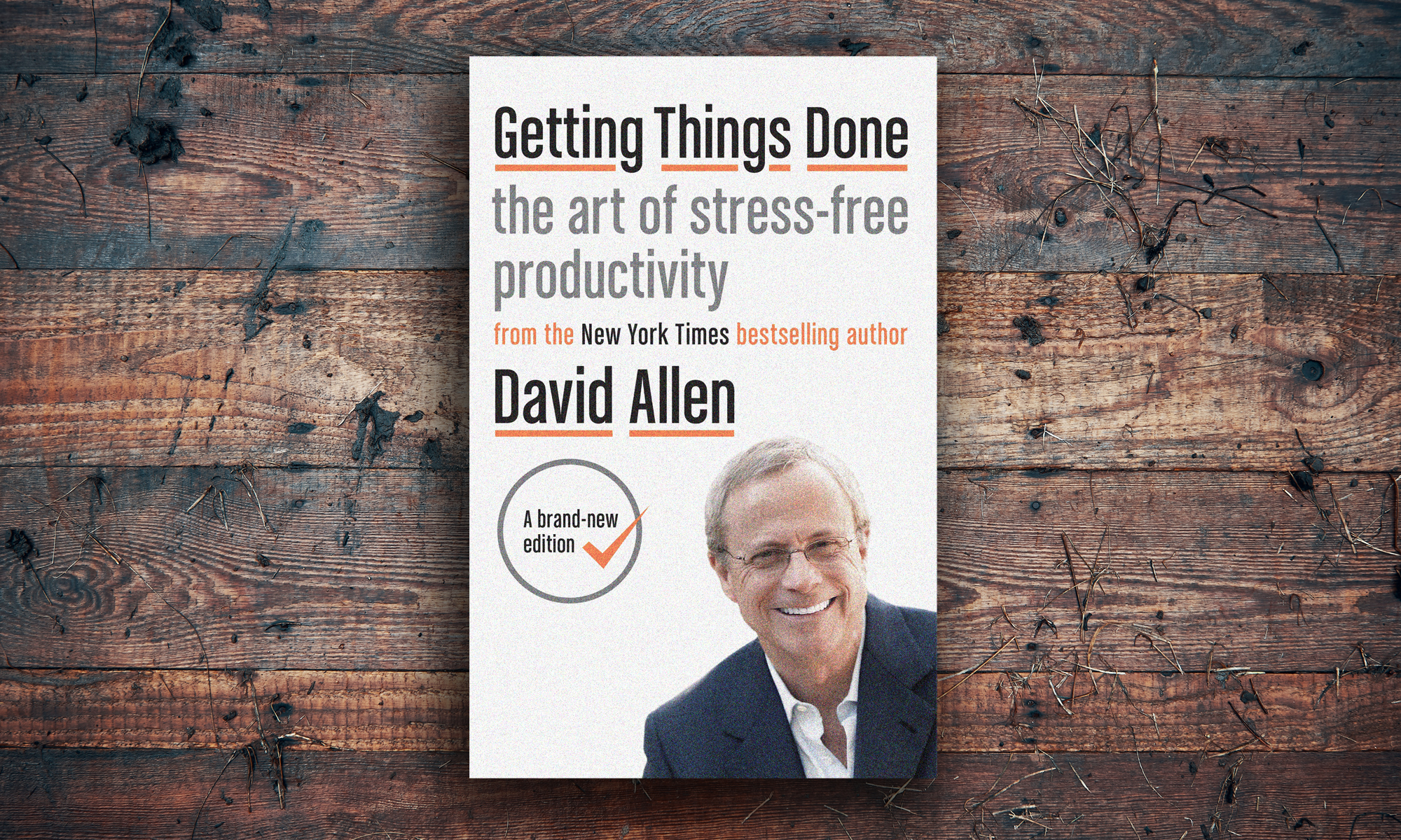 Cover of the book "Getting Things Done" by David Allen. Background by Michael Oeser on Unsplash