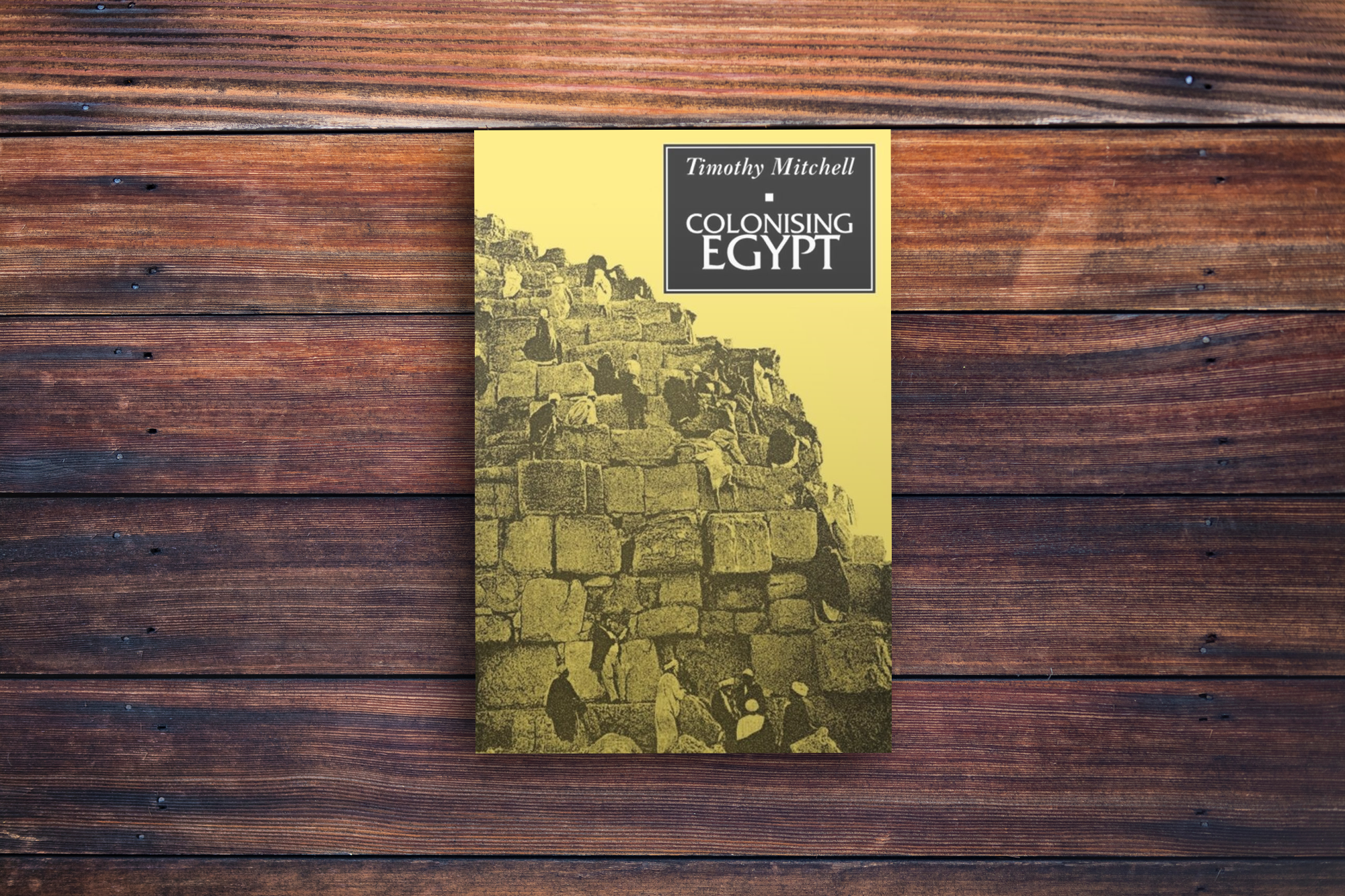 Photo of the book "Colonising Egypt" by Timothy Mitchell. Background by Jon Moore on Unsplash