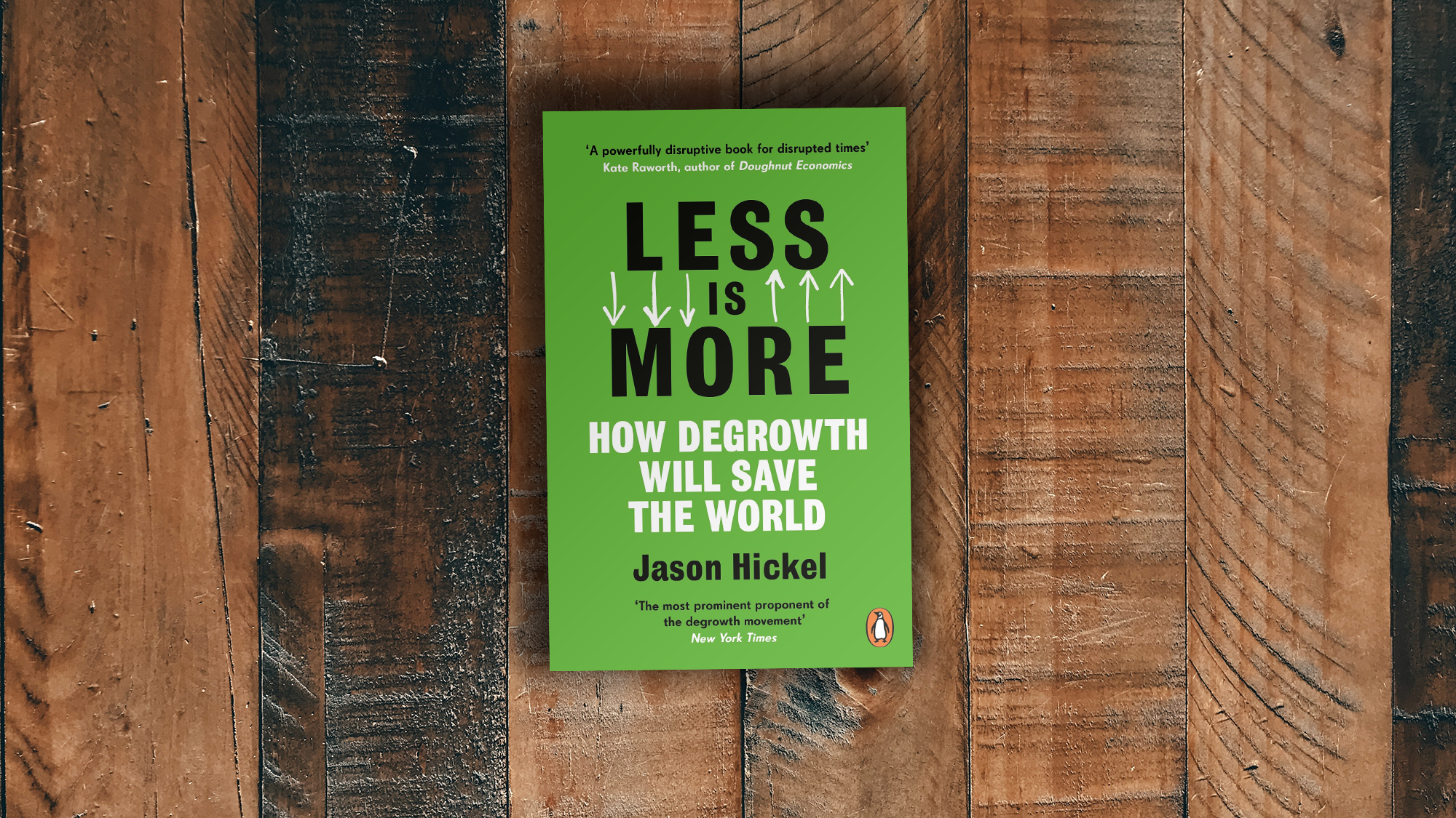 Cover of the book "Less is more" by J. Hickel. Background by Jan Antonin Kolar on Unsplash