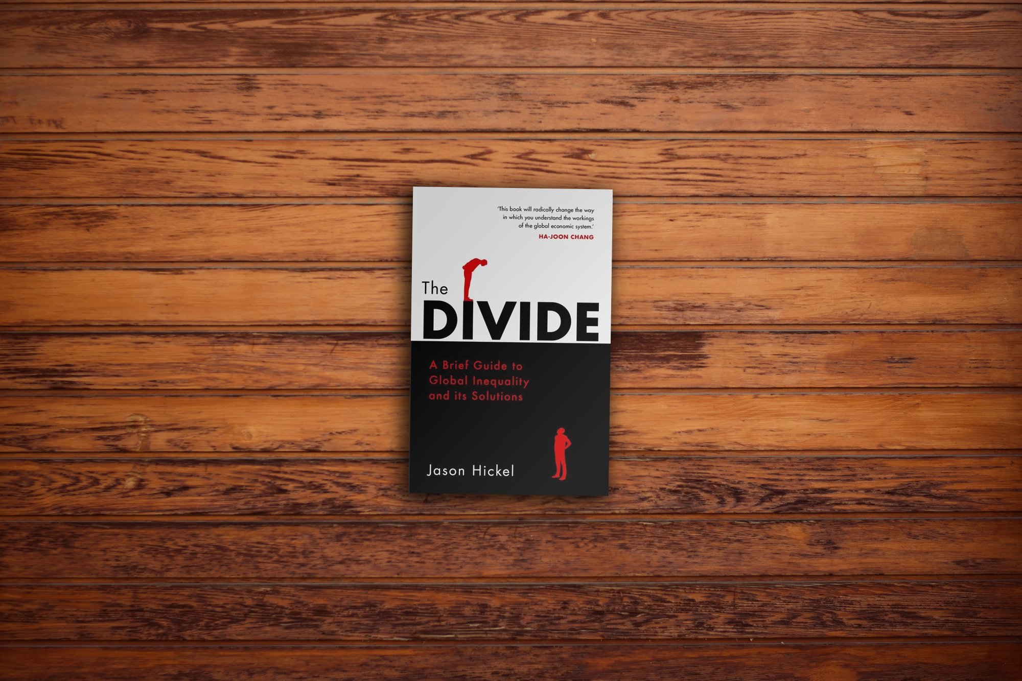 Photo of the book by Jason Hickel "The Divide". Background image by Aditya Joshi on Unsplash